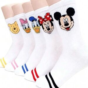 Disney Crew Socks 5 Pair Set Mickey, Minnie, Donald, Daisy & Winnie the Pooh New